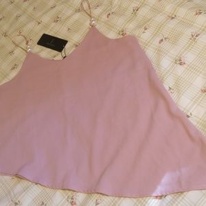 NWT. Rose Pink Pearl Like on Strap Beads. Top.